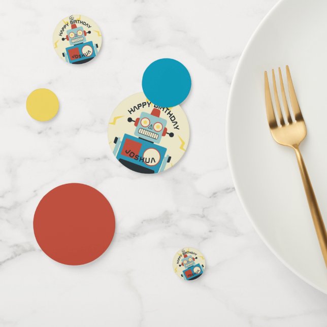 Antique Toy Robot Birthday Confetti (Group)