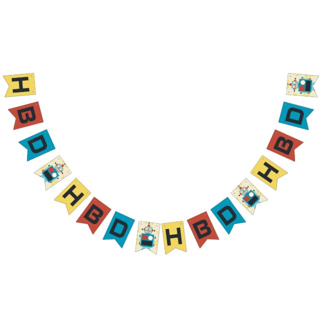 Antique Toy Robot Birthday HBD Bunting (All)