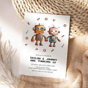 Antique Toy Robot Kids Birthday Invitation