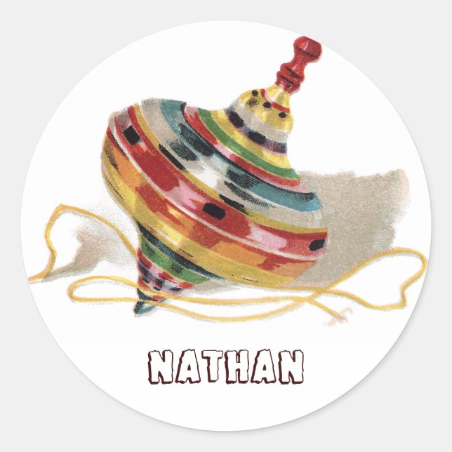 Antique Toy Top Classic Round Sticker (Front)