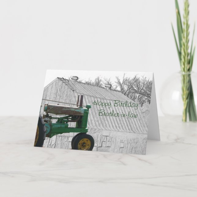 Antique Tractor and old Barn- customise it Card (Front)