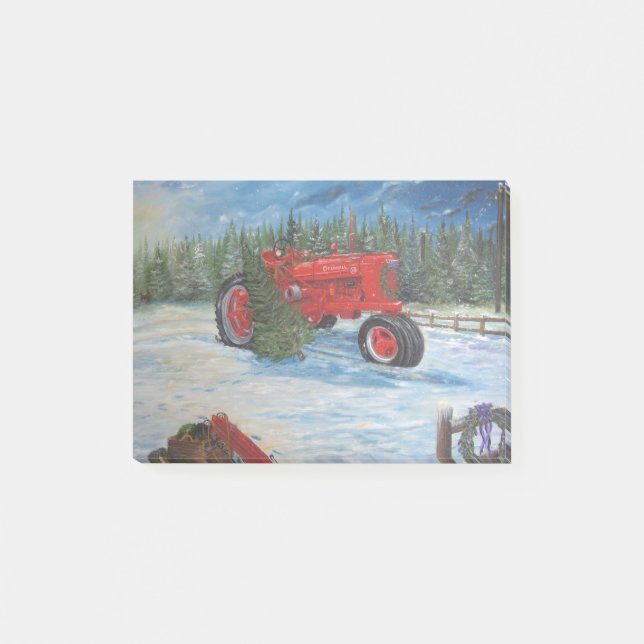 Antique Tractor at a Christmas Tree Farm Post-it Notes (Front)
