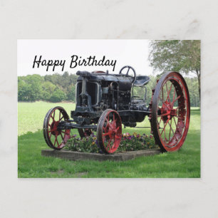 Antique Tractor Birthday Postcard