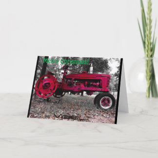 Antique Tractor Christmas Card by Vibeli