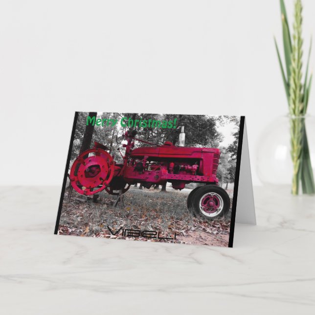 Antique Tractor Christmas Card by Vibeli (Front)