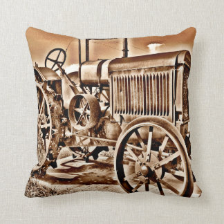 Antique Tractor Farm Equipment Classic Sepia Cushion