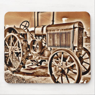 Antique Tractor Farm Equipment Classic Sepia Mouse Mat