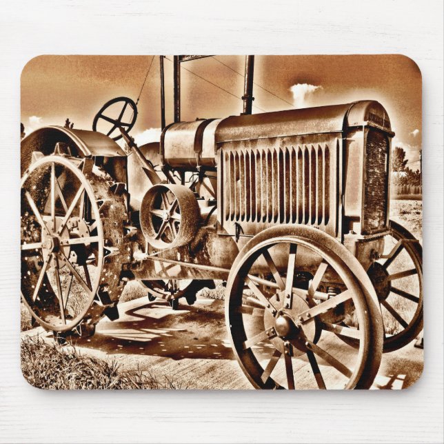Antique Tractor Farm Equipment Classic Sepia Mouse Mat (Front)