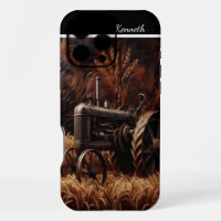 Antique Tractor in Wheat Field