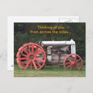Antique Tractor Thinking of You Postcard