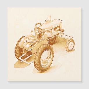 Antique tractor - watercolor