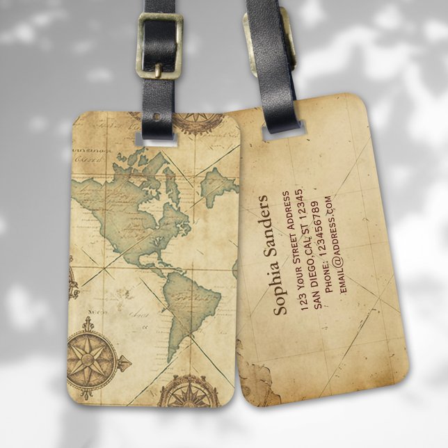 Antique Traveler Map Luggage Tag (Creator Uploaded)