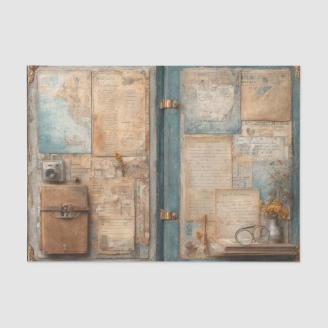 Antique Traveler Satchel Vintage Tissue Paper (Front)