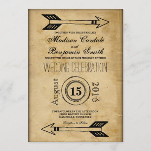 Antique Tribal Arrow Vintage Wedding Invitations