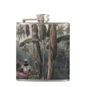Antique Tropical Banana Tree Forest Vintage Bota Hip Flask