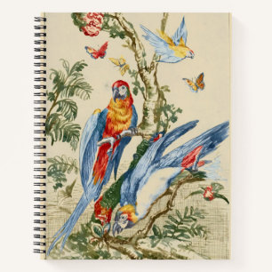 Antique Tropical Parrot and Butterfly Fine Art Notebook