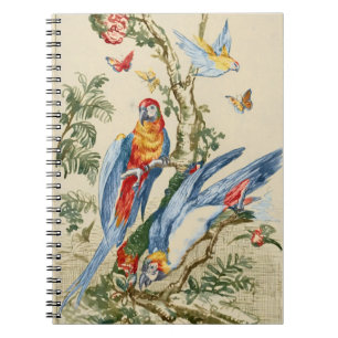 Antique Tropical Parrot and Butterfly Fine Art Notebook