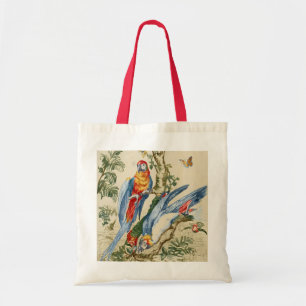 Antique Tropical Parrot and Butterfly Fine Art Tote Bag