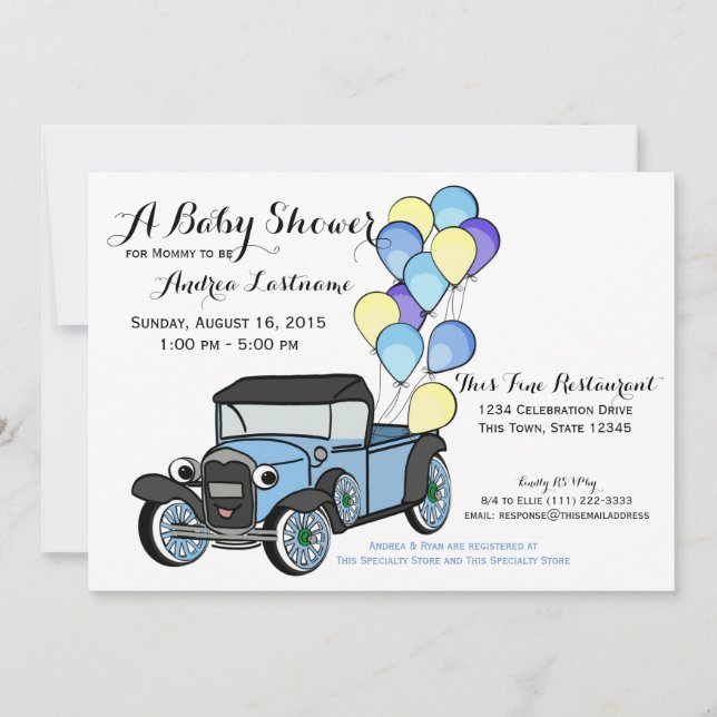 Antique Truck Baby Shower Invitation (Front)