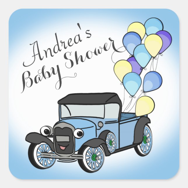 Antique Truck Baby Shower Square Sticker (Front)