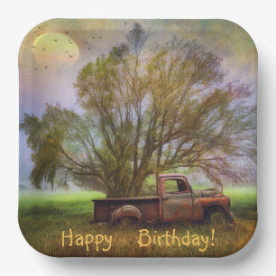 Antique Truck Birthday Paper Plate