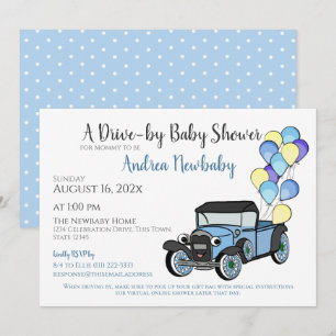 Antique Truck Drive By Baby Shower Invitation