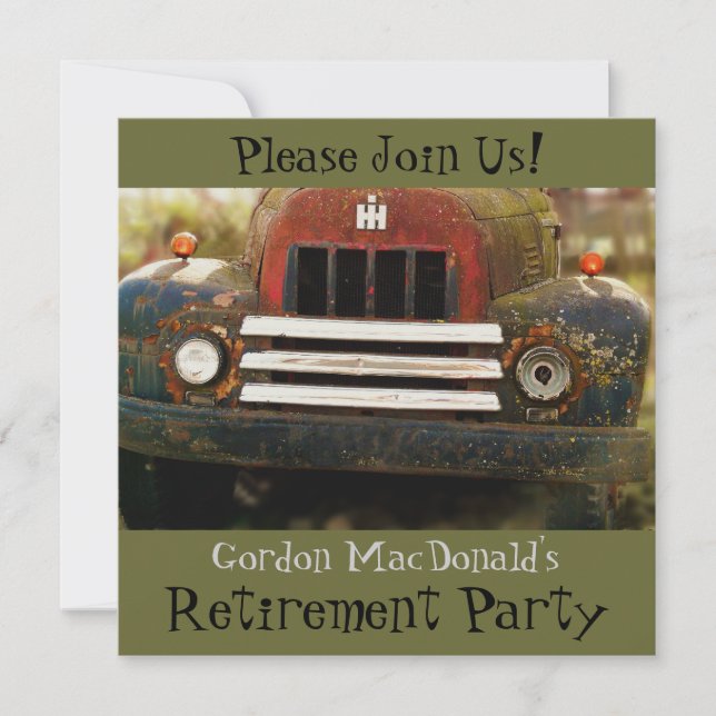 Antique Truck Retirement Party Invite (Front)