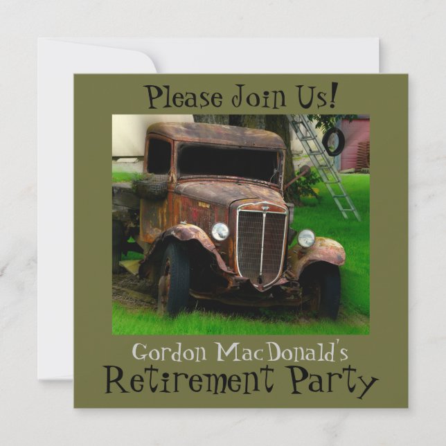 Antique Truck Retirement Party Invite (Front)