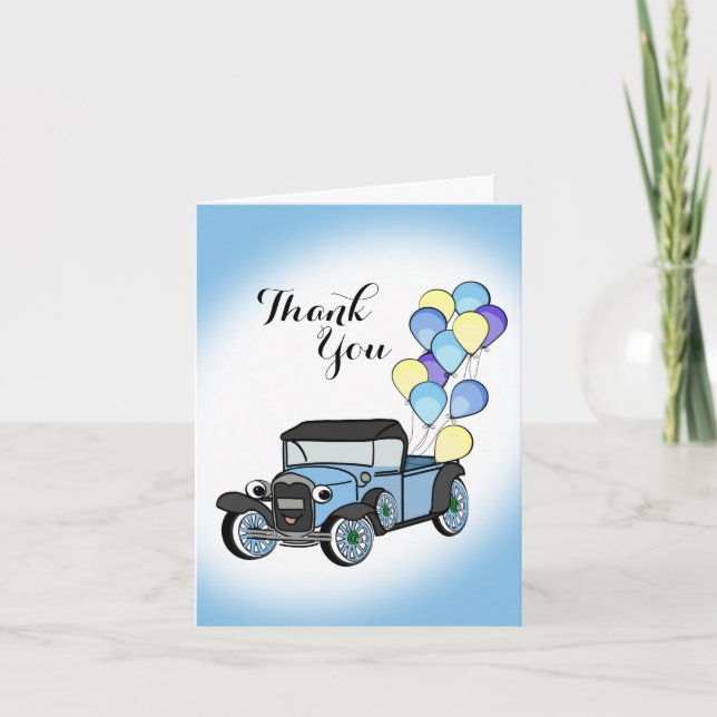 Antique Truck with Balloons Thank You Card (Front)