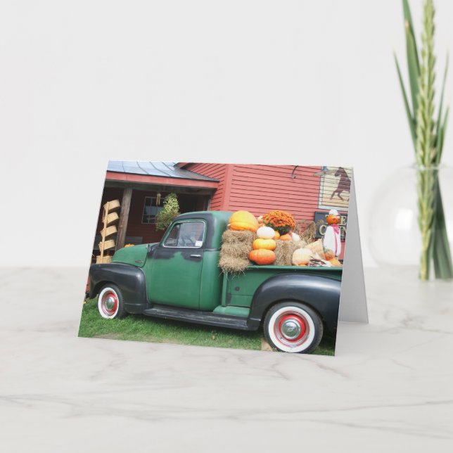 Antique Truck with fall harvest Card (Front)
