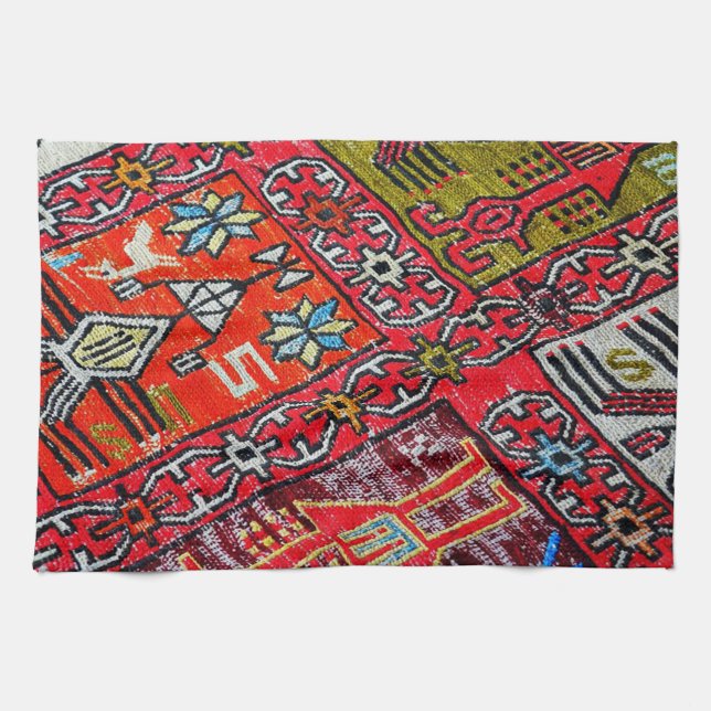 Antique Turkish Carpet Tea Towel (Horizontal)