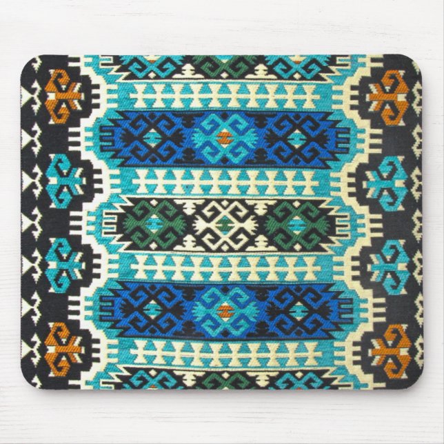 Antique Turkish Kilim Carpet Rug Blue Green Mouse Mat (Front)