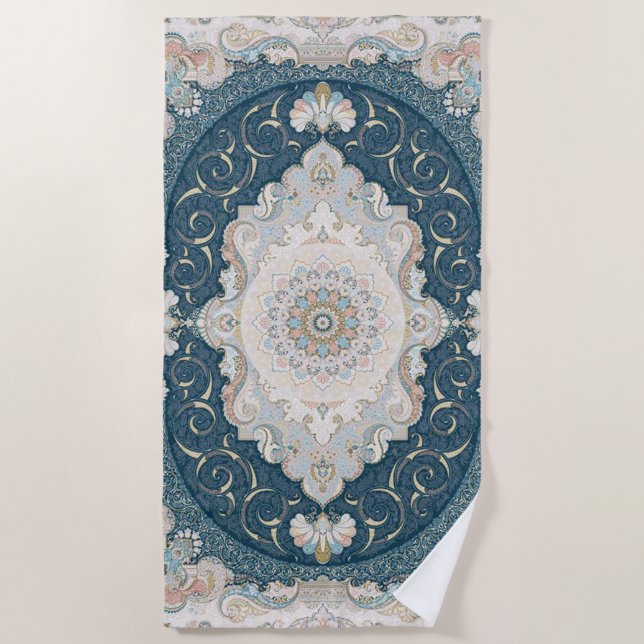 Antique Turkish Persian Carpet Rug   Beach Towel (Front)