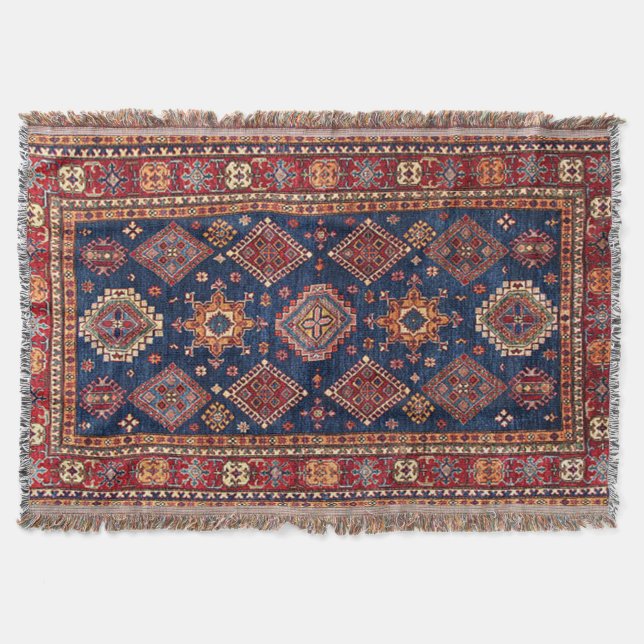 Antique Turkish Persian Carpet Rug Throw Blanket (Front)