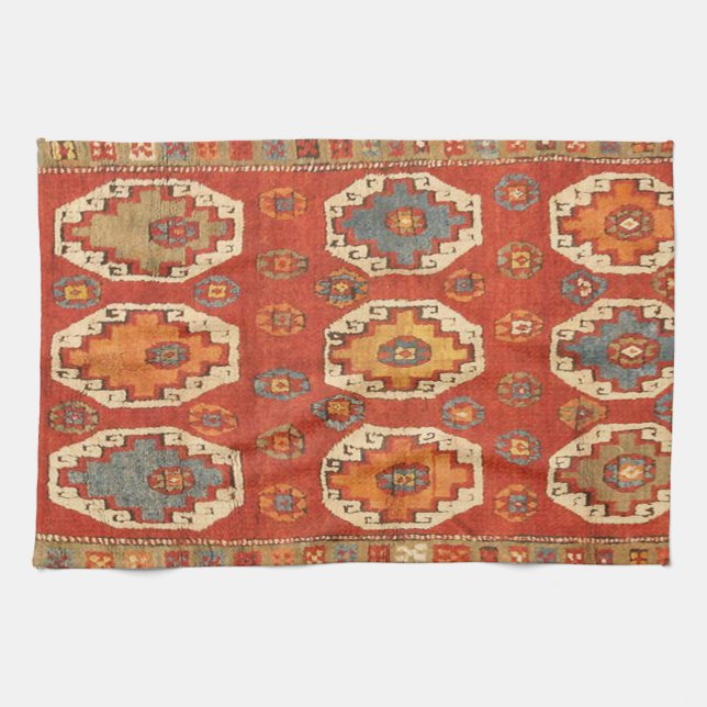 Antique Turkish Persian  Carpet Tea Towel (Horizontal)