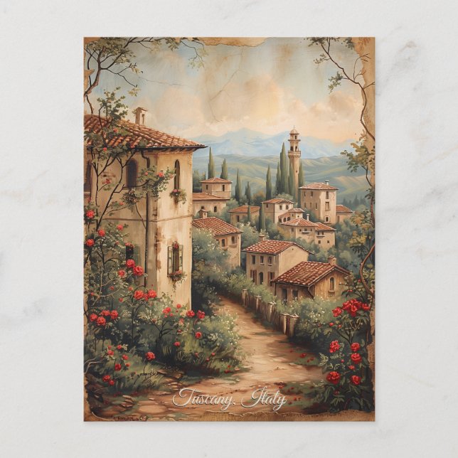 Antique Tuscany Romantic Oil Painting Travel Art Postcard (Front)