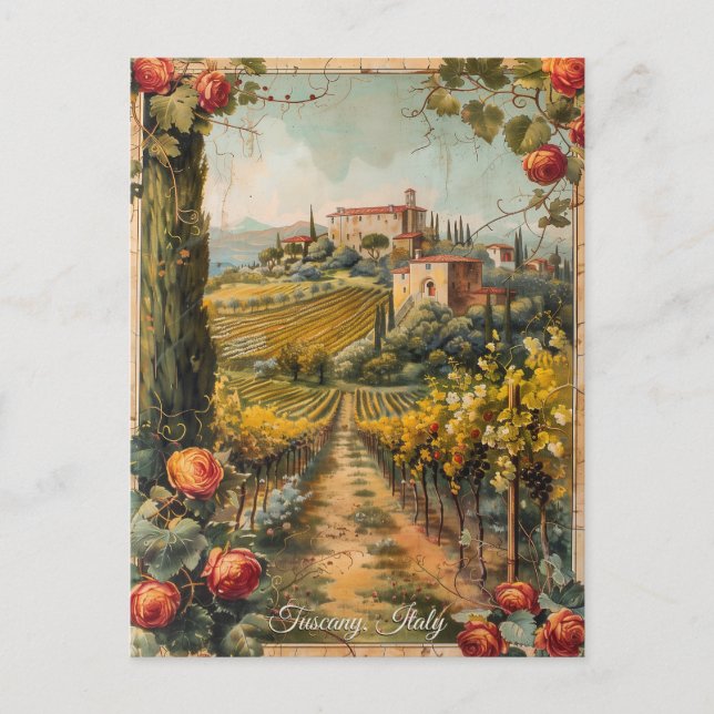 Antique Tuscany Romantic Oil Painting Travel Art Postcard (Front)