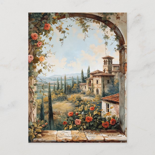 Antique Tuscany Romantic Oil Painting Travel Art Postcard (Front)