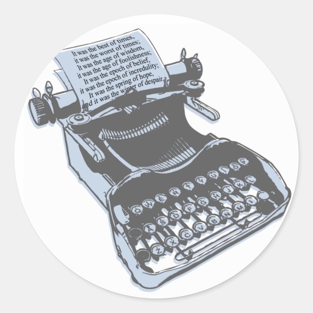 Antique typewriter classic round sticker (Front)