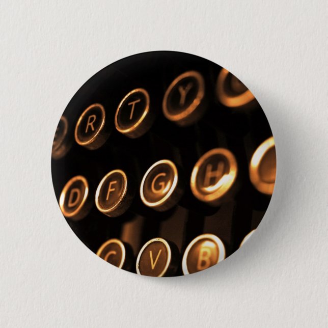 Antique typewriter keys 6 cm round badge (Front)