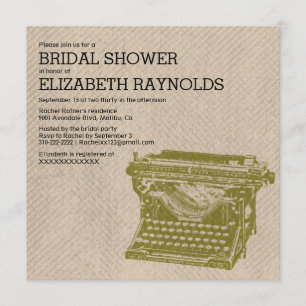 Antique Typewriter Keys Bridal Shower Invitations