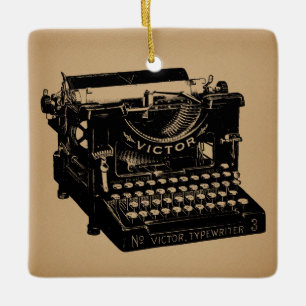 Antique Typewriter Old Fashioned Typewriter Ceramic Ornament