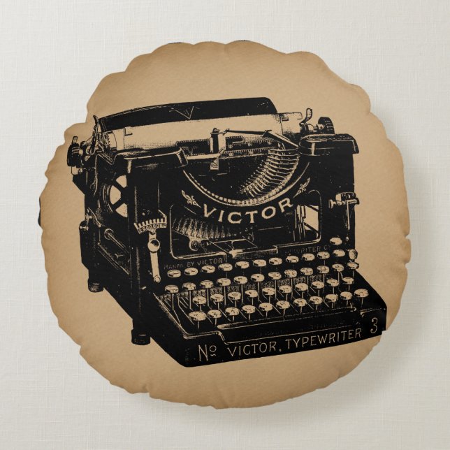 Antique Typewriter Old Fashioned Typewriter Round Cushion (Front)