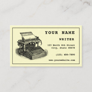 Antique Typewriter Writer Template Business Card