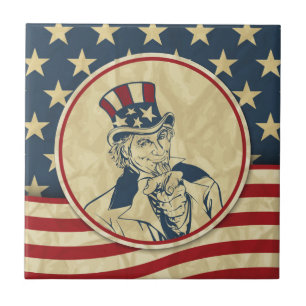 antique uncle sam tile