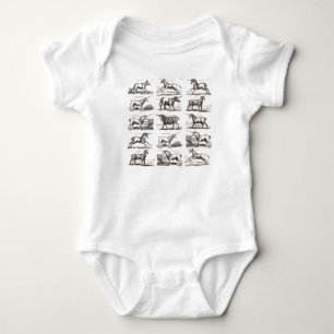 Antique Unicorn Engraving Vintage Zoology Specimen Baby Bodysuit