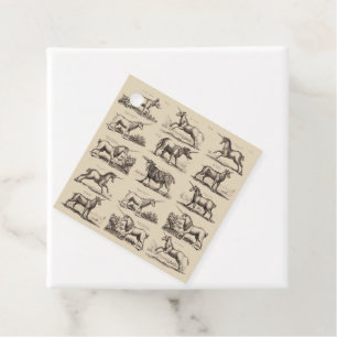 Antique Unicorn Engraving Vintage Zoology Specimen Favour Tags