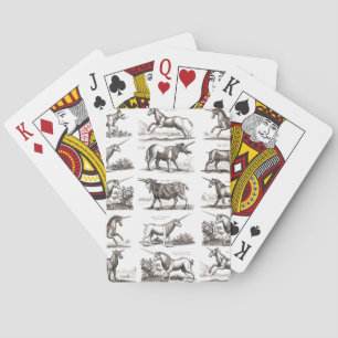 Antique Unicorn Engraving Vintage Zoology Specimen Playing Cards