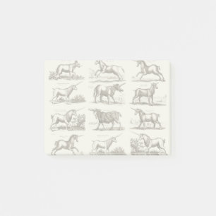 Antique Unicorn Engraving Vintage Zoology Specimen Post-it Notes