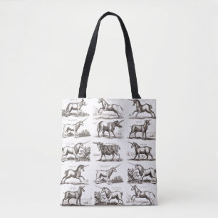 Antique Unicorn Engraving Vintage Zoology Specimen Tote Bag